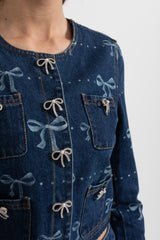 alisa blue Long Sleeve Denim Jacket