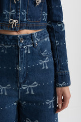 alisa blue Long Sleeve Denim Jacket