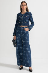 alisa blue Long Sleeve Denim Jacket