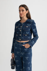 alisa blue Long Sleeve Denim Jacket