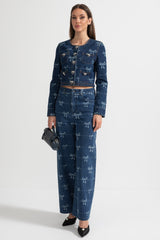 alisa blue Long Sleeve Denim Jacket