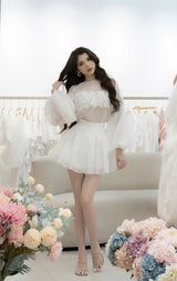 Vanya White Halter Draped Top & Ruffled Skirt Set