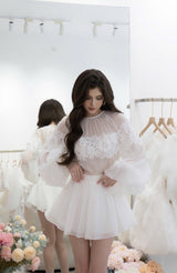 Vanya White Halter Draped Top & Ruffled Skirt Set