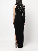 ASYMMETRICAL BLACK CRÊPE DRESS
