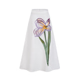 White Floral Embroidered midi dress Matching Set