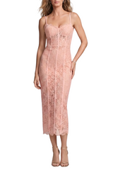 Jalana Lace Corset Midi Dress - Pink