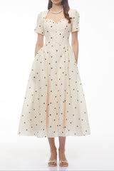 Javaneh White Polka Dot Maxi Dress