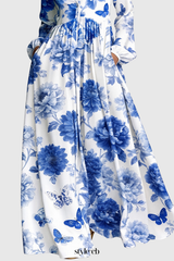 Judie Floral Print Maxi Dress - Blue