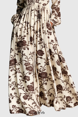 Judie Floral Print Maxi Dress - Brown
