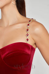 Kalene Diamante Chain Velvet Jumpsuit
