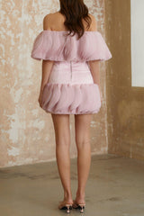helen Ruffled strapless Mini Dress in Pink