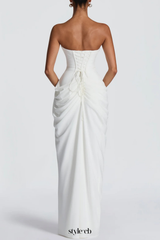 Korinna Strapless Corset Draped Maxi Dress - White