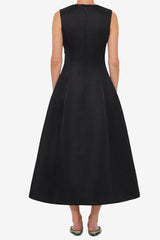 kate floral print Embellished Sleeveless Midi Dress in black