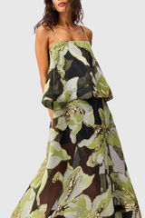 Lennox Floral Jacquard Maxi Dress - Green