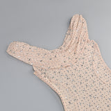 PLUNGE EMBELLISHED RUFFLE MESH DRESS