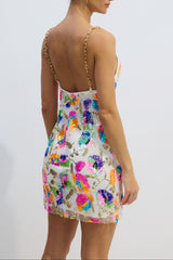 Fanny Embroidered Sequins Backless Mini Dress