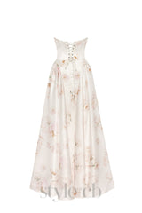 LETITIA PINK PEONY STRAPLESS MAXI DRESS
