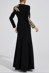 rebecca Black rhinestone embellished long sleeve Maxi Dress