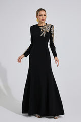 rebecca Black rhinestone embellished long sleeve Maxi Dress