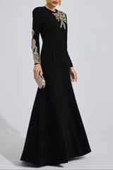 rebecca Black rhinestone embellished long sleeve Maxi Dress
