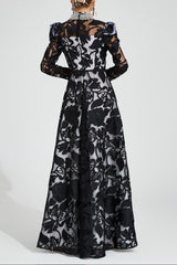 sheila Black Diamond embroidered tulle Maxi Dress