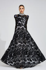 sheila Black Diamond embroidered tulle Maxi Dress