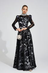 sheila Black Diamond embroidered tulle Maxi Dress