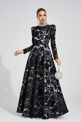 sheila Black Diamond embroidered tulle Maxi Dress