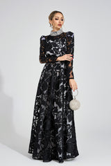sheila Black Diamond embroidered tulle Maxi Dress