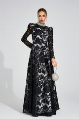 sheila Black Diamond embroidered tulle Maxi Dress