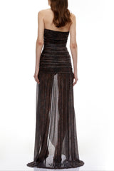 sylvia bling rhinestone Embellished Ruched strapless Maxi Dress in Black
