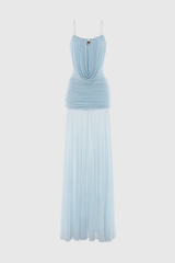 Neraos Draped Ruched Maxi Dress - Blue