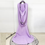 lavender nail bead halterneck open back shawl long dress