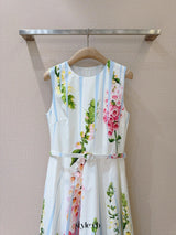 multicolor floral print sleeveless vacation midi dress