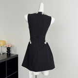 alani pearl embellished sleeveless mini dress - black
