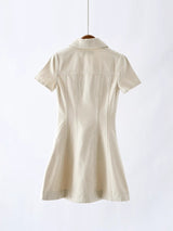 vanessa Cream Collared Denim Mini Dress
