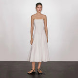 white off-shoulder drape long slip dress