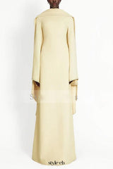 yellow scarf nail bead flared sleeve maxi dress