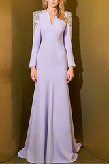 nail bead set diamond front slit small trailing long dress