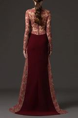 trista Mesh embroidery patchwork maxi dress - red