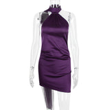 WRAP NECK DRESS IN NIGHT SHADE