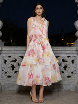 beverly V-neck spaghetti strap chiffon maxi dress - pink