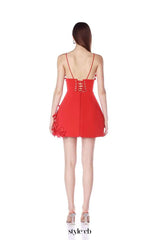 lyuba 3d flower embellished A-line mini dress - red