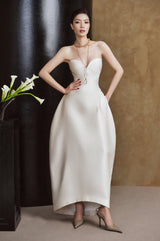hilary v-neck strapless maxi dress - white