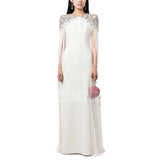white diamond long sleeve maxi dress
