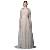 white Nail Bead Mesh maxi Dress