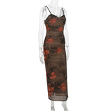 FLORAL PRINT LEPOARD MAXI DRESS