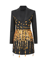 nicola Tassel Rhinestone blazer mini Dress - black