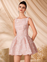 linda Jacquard sleeveless a-line mini dress - pink