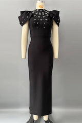 roxanne crystal-embellished crepe bodycon gown in black